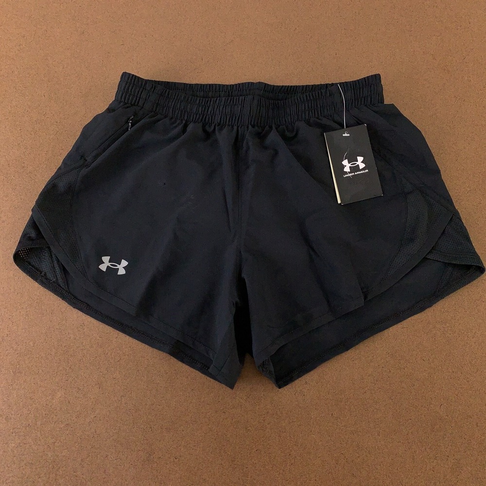 Under Armour Women's Size XS Black Loose UA Fly-By 3" Inseam Shorts NWT *Flaw